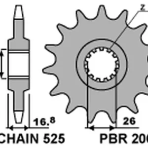 Vysoce Kvalitní PBR řetězové kolo přední 2068 16 HONDA CBR 600F '99-'14, CBR 600RR '03-'16, CBF 600 (JTF1370.16) (206816JT) (MADE IN ITALY)